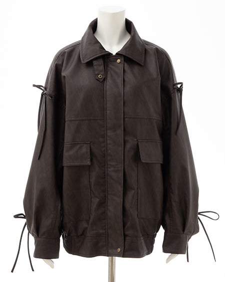INGNI(イング) マルチWayリボンフェイクレザービッグブルゾン ブラウン