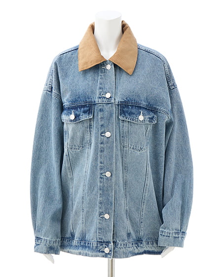 INGNI(イング) 襟異素材取り外しビッグGジャン デニム/ライトブルー