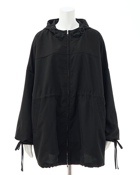 INGNI(イング) ミドル丈袖リボン2Wayマウンテンパーカー クロ