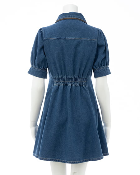 INGNI(イング) 合皮切替デニムミニワンピース ブルー/ブラウン