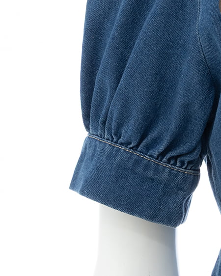 INGNI(イング) 合皮切替デニムミニワンピース ブルー/ブラウン