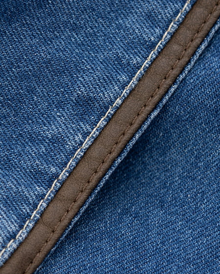 INGNI(イング) 合皮切替デニムミニワンピース ブルー/ブラウン