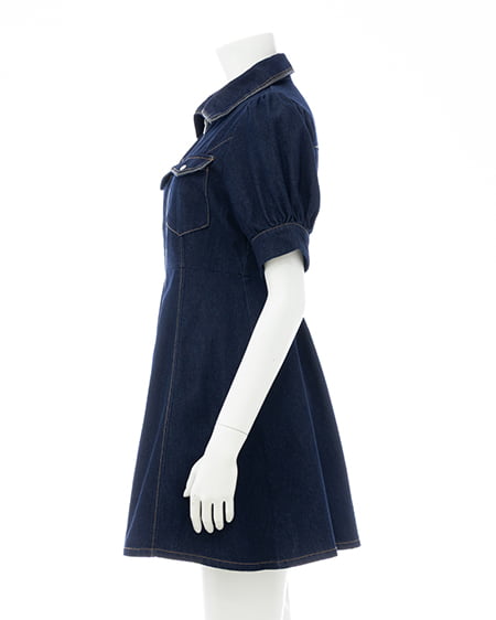 INGNI(イング) 合皮切替デニムミニワンピース コン/クロ