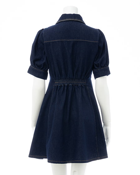 INGNI(イング) 合皮切替デニムミニワンピース コン/クロ