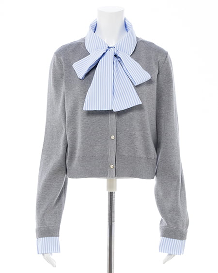 INGNI(イング) ボウタイドッキングニット グレー/ブルーストライプ