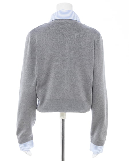 INGNI(イング) ボウタイドッキングニット グレー/ブルーストライプ