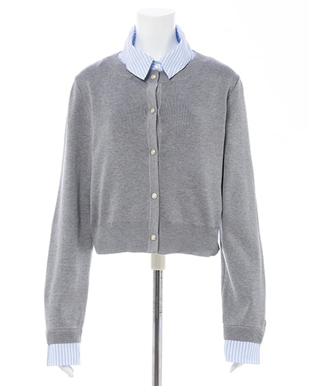 INGNI(イング) ボウタイドッキングニット グレー/ブルーストライプ