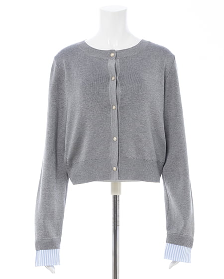 INGNI(イング) ボウタイドッキングニット グレー/ブルーストライプ