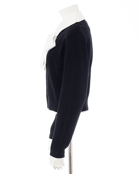 INGNI(イング) ボウタイドッキングニット クロ/オフホワイト