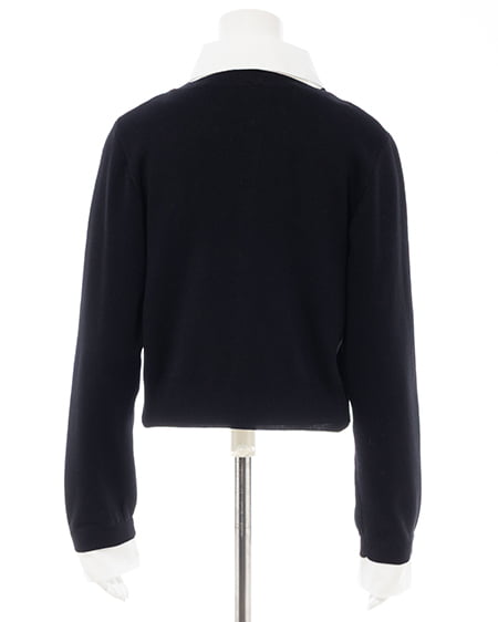 INGNI(イング) ボウタイドッキングニット クロ/オフホワイト