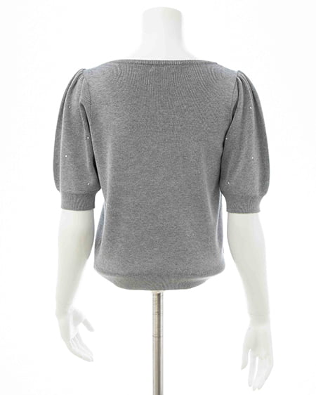 INGNI(イング) ビジュー飛ばしレイヤード風ニット グレー/オフホワイト