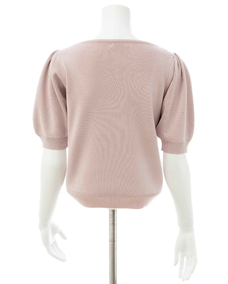 INGNI(イング) ビジュー飛ばしレイヤード風ニット ピンク/オフホワイト