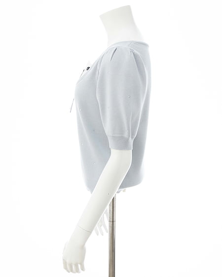 INGNI(イング) ビジュー飛ばしレイヤード風ニット サックス/オフホワイト