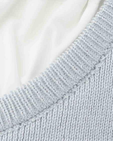 INGNI(イング) ビジュー飛ばしレイヤード風ニット サックス/オフホワイト