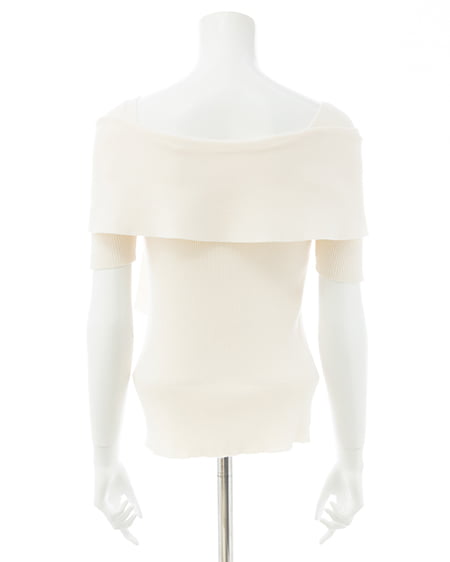 INGNI(イング) リボンオフショル半袖ニット アイボリー