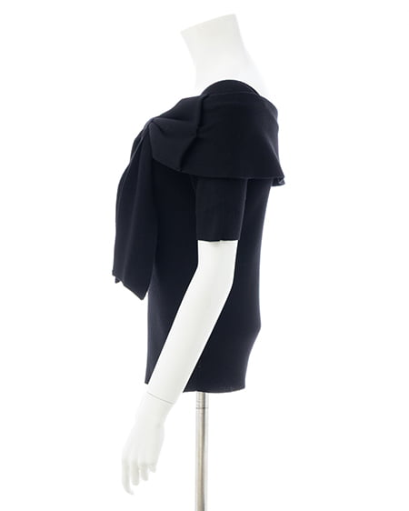 INGNI(イング) リボンオフショル半袖ニット クロ