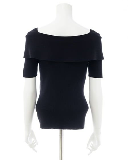 INGNI(イング) リボンオフショル半袖ニット クロ