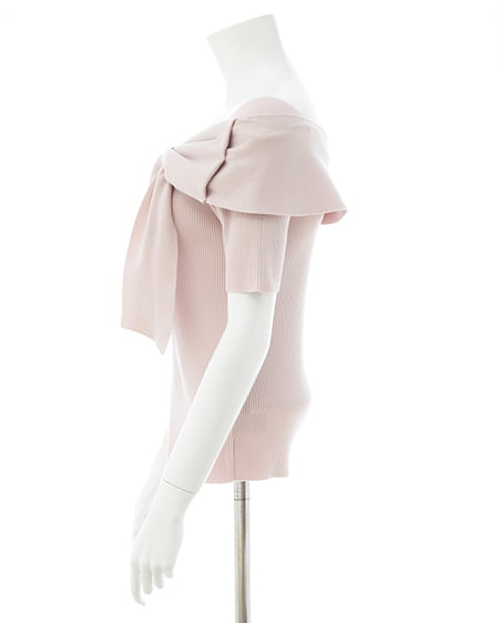 INGNI(イング) リボンオフショル半袖ニット ピンク