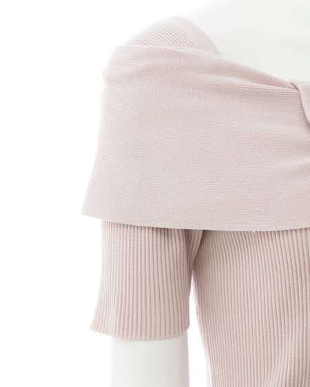 INGNI(イング) リボンオフショル半袖ニット ピンク