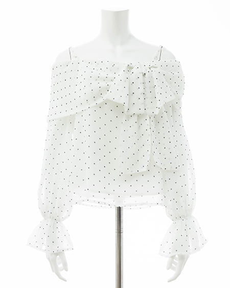 INGNI(イング) シアーオフショルリボンブラウス オフホワイト/ドット