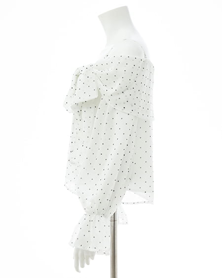 INGNI(イング) シアーオフショルリボンブラウス オフホワイト/ドット