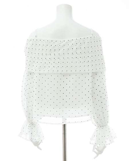 INGNI(イング) シアーオフショルリボンブラウス オフホワイト/ドット