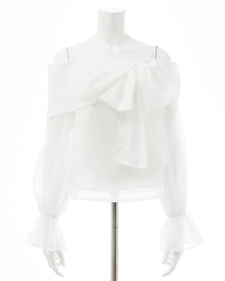 INGNI(イング) シアーオフショルリボンブラウス オフホワイト