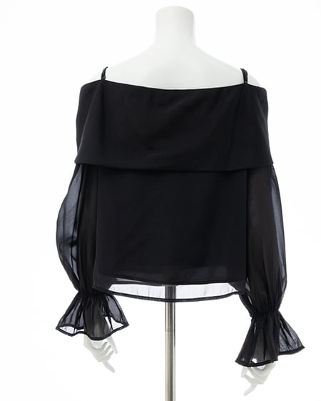 INGNI(イング) シアーオフショルリボンブラウス クロ