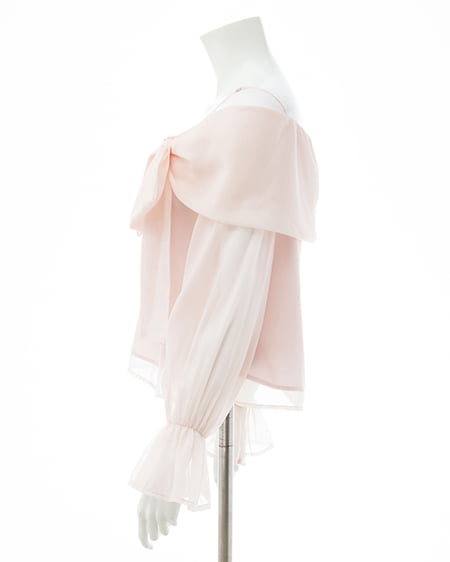 INGNI(イング) シアーオフショルリボンブラウス ピンク