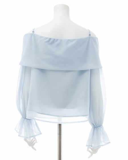 INGNI(イング) シアーオフショルリボンブラウス サックス