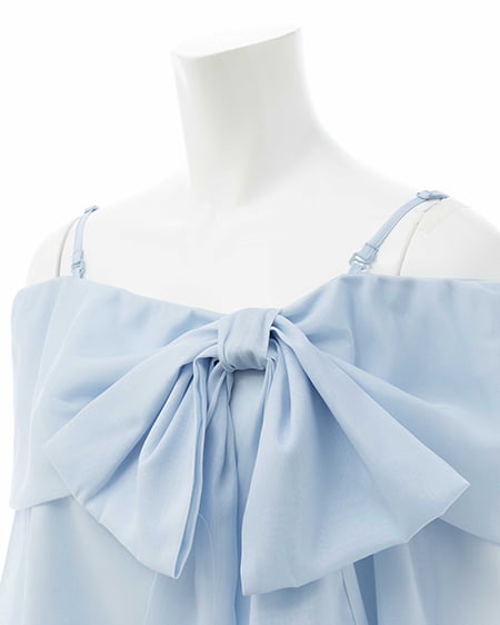 INGNI(イング) シアーオフショルリボンブラウス サックス