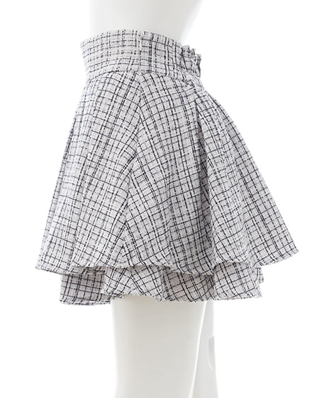 INGNI(イング) ツイードタックミニフレアスカート オフ/ツイード