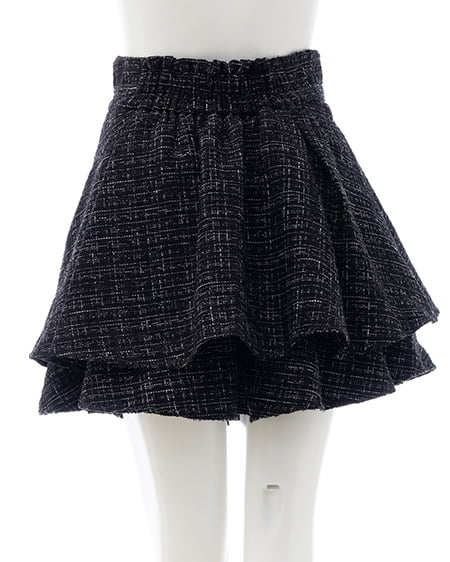 INGNI(イング) ツイードタックミニフレアスカート クロ/ツイード