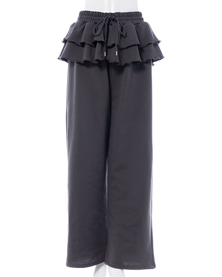 INGNI(イング) フリルスウェットパンツ チャコールグレー