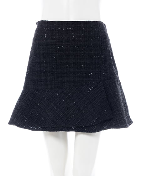 【4/8 2時までの限定価格】【WEB限定】アシメ切替ツイードミニスカパン