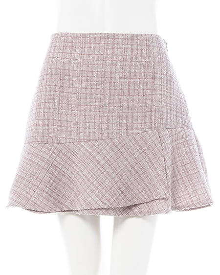 【4/8 2時までの限定価格】【WEB限定】アシメ切替ツイードミニスカパン