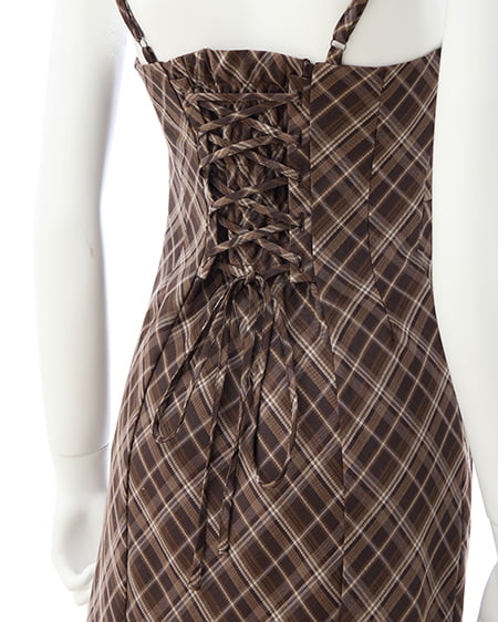 INGNI(イング) シャギーニットボレロ+マーメイドワンピースセット アイボリー/ブラウンチェック