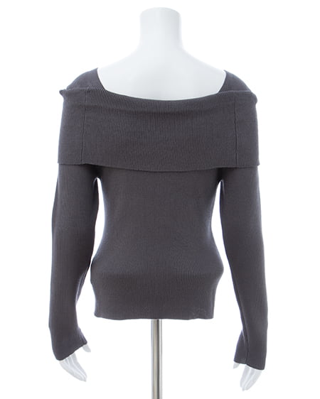 INGNI(イング) ブローチ付オフショルニット チャコールグレー/A