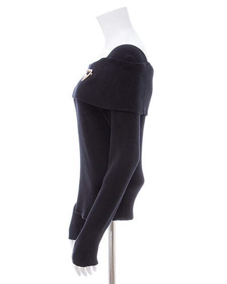 INGNI(イング) ブローチ付オフショルニット クロ