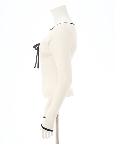 INGNI(イング) デコルテオープンリブニット オフホワイト/クロ