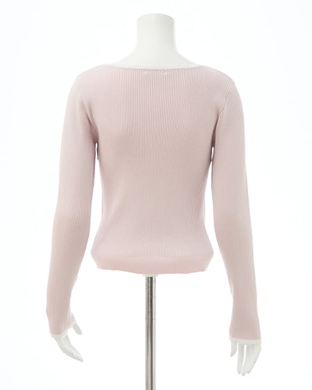 INGNI(イング) デコルテオープンリブニット ピンク/オフホワイト