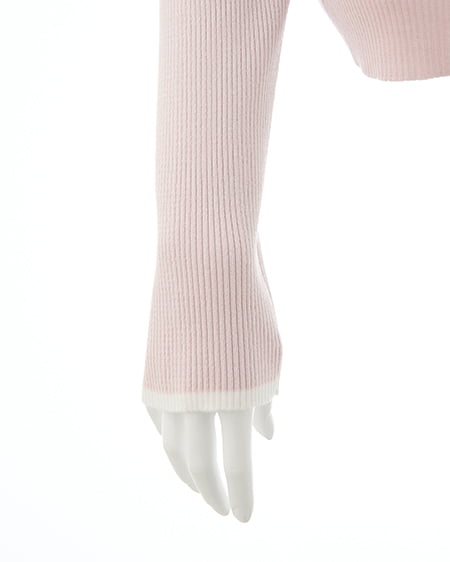 INGNI(イング) デコルテオープンリブニット ピンク/オフホワイト