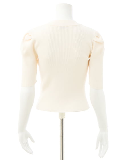 INGNI(イング) デコルテオープン5分袖ニット オフホワイト