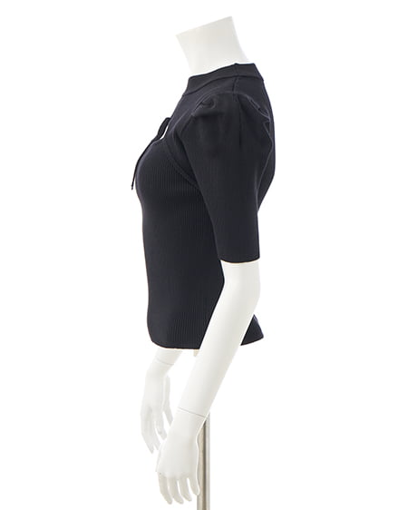 INGNI(イング) デコルテオープン5分袖ニット クロ