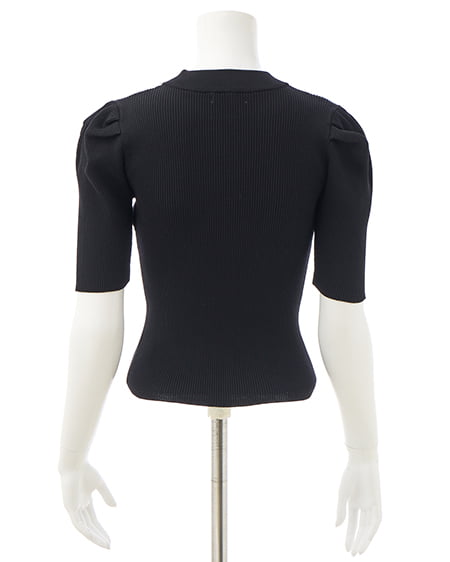 INGNI(イング) デコルテオープン5分袖ニット クロ