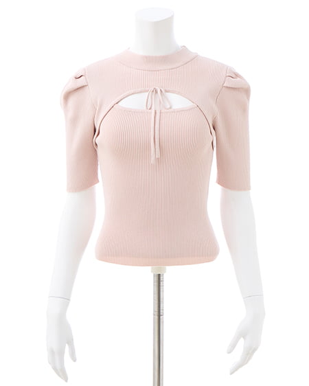 INGNI(イング) デコルテオープン5分袖ニット ピンク