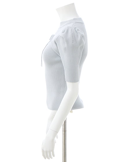 INGNI(イング) デコルテオープン5分袖ニット サックス