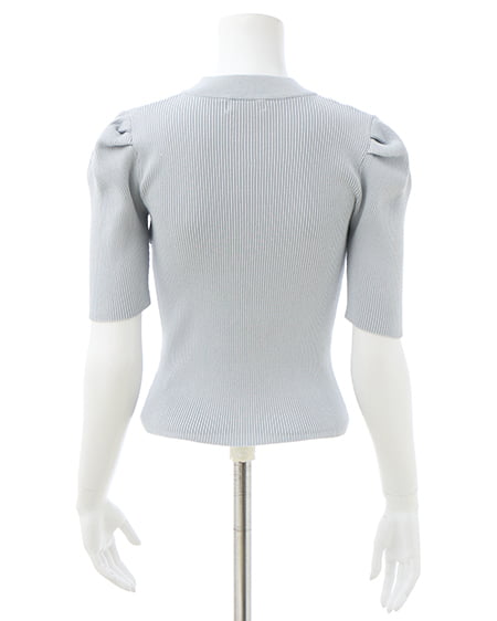 INGNI(イング) デコルテオープン5分袖ニット サックス