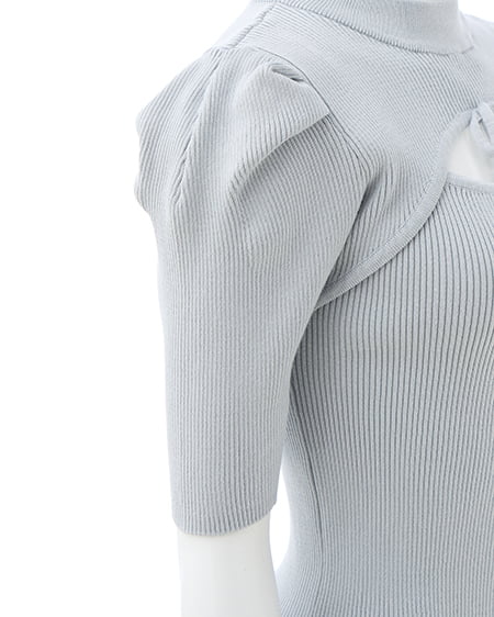 INGNI(イング) デコルテオープン5分袖ニット サックス