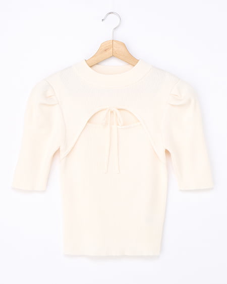 【4/8 2時までの限定価格】【WEB限定】デコルテオープン5分袖ニット